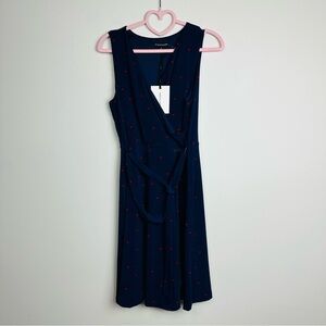 41 Hawthorn NWT Polka Dot Sleeveless Navy Midi Dress Size MP